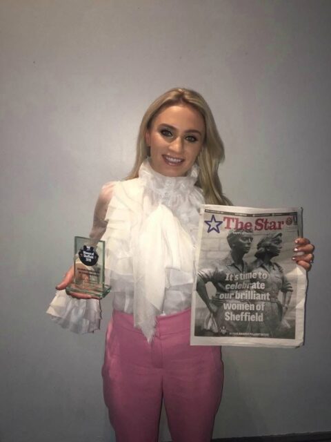 Emily Mallender with her Elizabeth Parkin Award for Entrepreneurship, Women of Sheffield 2019