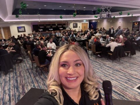 Emily Mallender hosting a business event for trades business owners