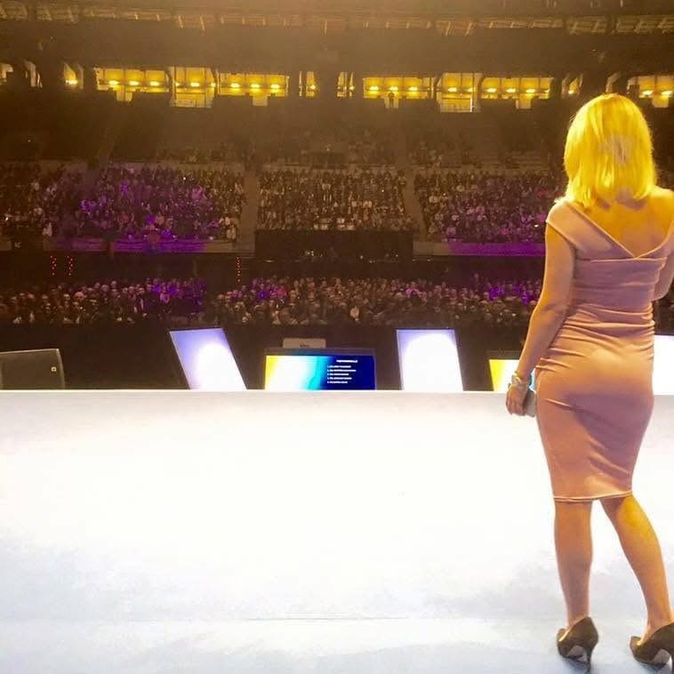 Emily Mallender on stage at the Palau Sant Jordi, Barcelona, 2015