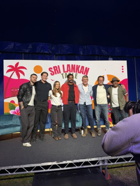 Emily Mallender on stage with Joel Dommett and Ben Shepherd