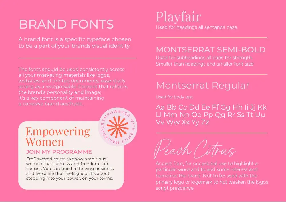 EMpowered With Emily Mallender brand guidelines by EMpowered Brand Studio, page 12